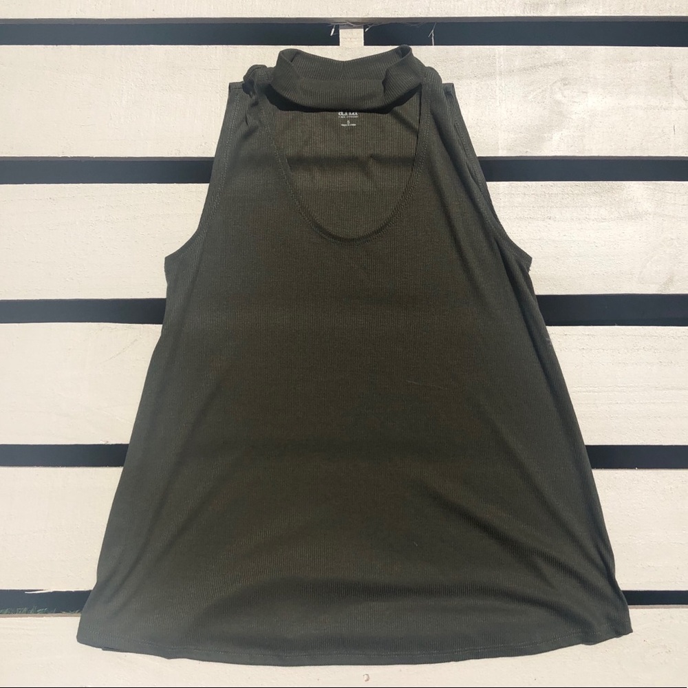 Open neck turtle neck tank top